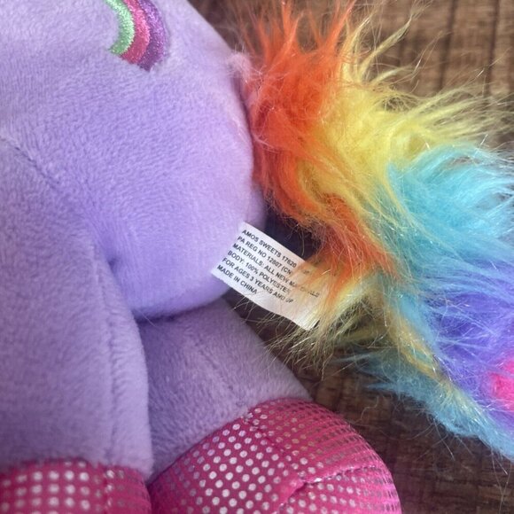 Amos Sweets Unicorn Plush Purple Pink Rainbow 9" Long Stuffed Animal Glittery - Picture 7 of 9